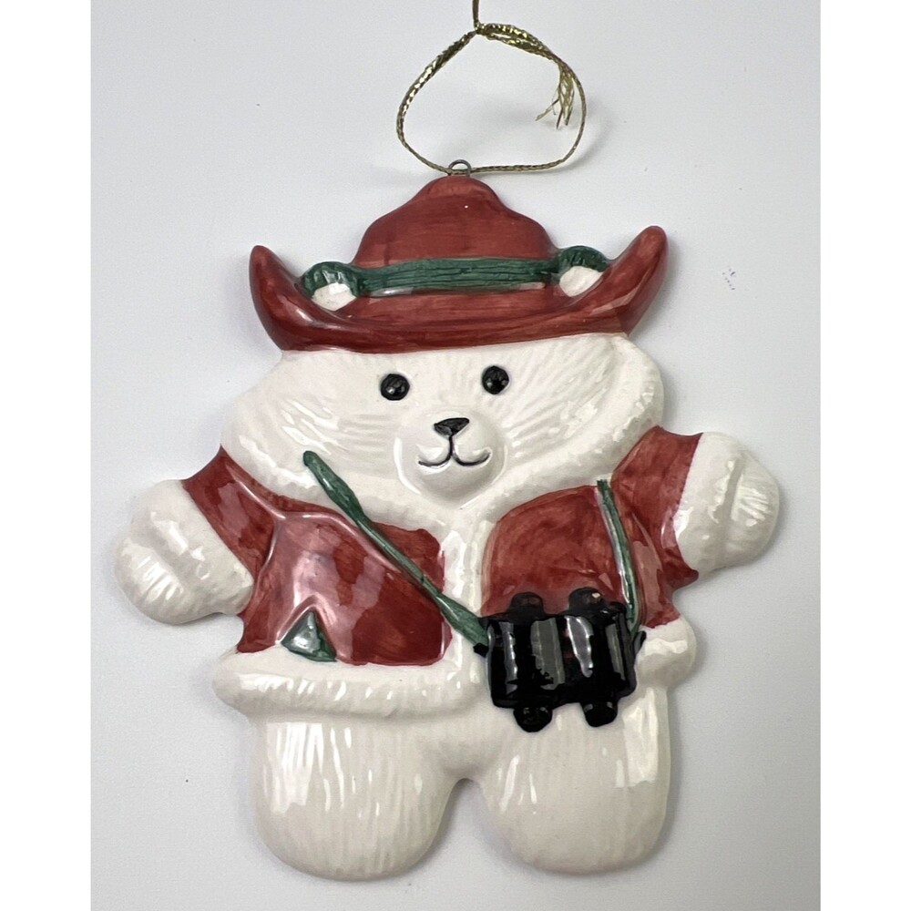 Vtg 3.5" Santabear Dayton Hudson Ceramic 1995 Forest Ranger Santa Bear Ornament